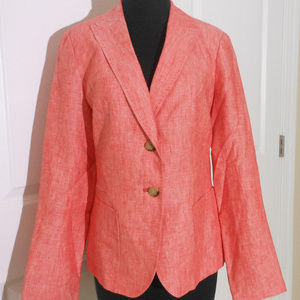TALBOTS Cross-Dyed Linen Blazer NWT CORAL Jacket